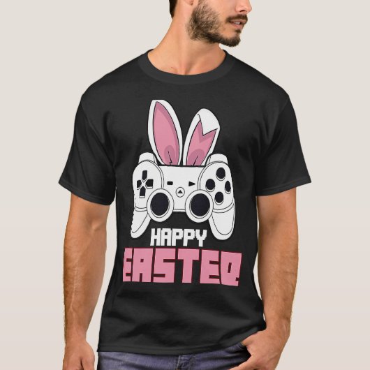 ビデオゲームイースターバニーゲームコントローラゲーマーボー Tシャツ (正面)