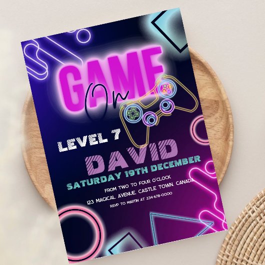 ビデオゲームオン誕生日招待状 |レベル7 招待状
