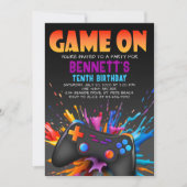 ビデオゲームオン誕生日招待状 招待状 (正面)