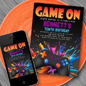 ビデオゲームオン誕生日招待状 招待状