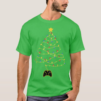ビデオゲームクリスマスツリー照明ゲーミングコントローラ Tシャツ