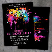 ビデオゲームゲーマーガールガールバースデーパーティー 招待状