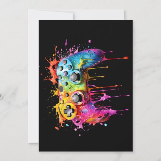 ビデオゲームゲーマーガールガールバースデーパーティー 招待状 (裏面)