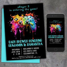 ビデオゲームゲーマーブルーベビーシャワー