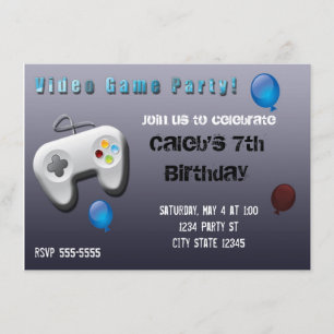 ビデオゲームゲーマー誕生日パーティーの招待 招待状