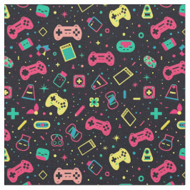 ビデオゲームコントローラとおもちゃのパターン ファブリック