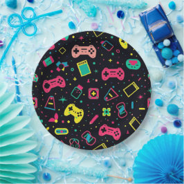 ビデオゲームコントローラとおもちゃのパターン ペーパープレート