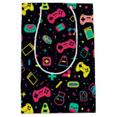 ビデオゲームコントローラとおもちゃのパターン ミディアムペーパーバッグ (正面)