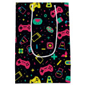 ビデオゲームコントローラとおもちゃのパターン ミディアムペーパーバッグ (裏面)