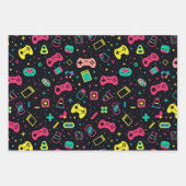 ビデオゲームコントローラとおもちゃのパターン ラッピングペーパーシート (正面2)