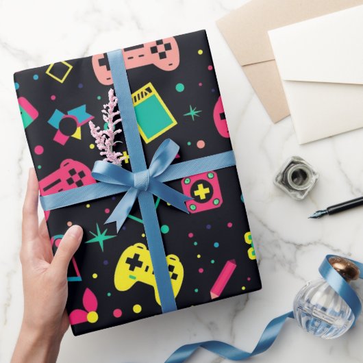 ビデオゲームコントローラとおもちゃのパターン ラッピングペーパー (ギフト)