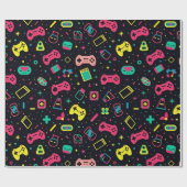 ビデオゲームコントローラとおもちゃのパターン ラッピングペーパー (フラット)