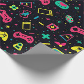 ビデオゲームコントローラとおもちゃのパターン ラッピングペーパー (角)