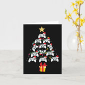 ビデオゲームコントローラのクリスマスツリークリスマスボーイ男性 カード (黄色い花)