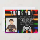 ビデオゲームコントローラのネオンゲームフォト誕生日 サンキューカード (正面)