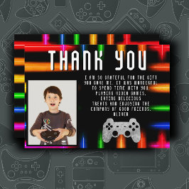 ビデオゲームコントローラのネオンゲームフォト誕生日 サンキューカード