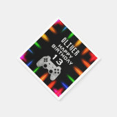 ビデオゲームコントローラのネオンゲーム誕生日パーティー スタンダードカクテルナプキン (角)