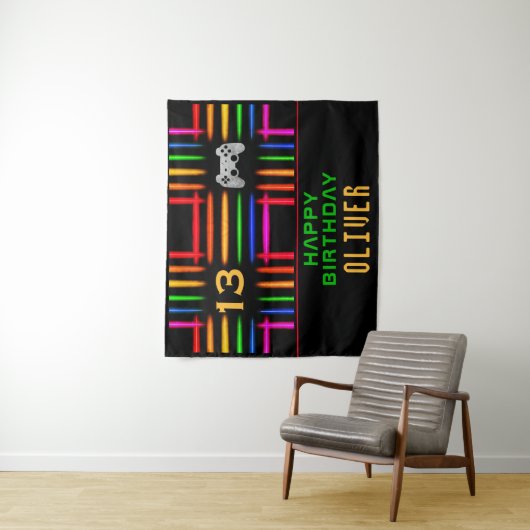 ビデオゲームコントローラのネオンゲーム誕生日パーティー タペストリー (インサイチュ)