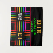 ビデオゲームコントローラのネオンゲーム誕生日パーティー タペストリー (正面)