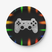 ビデオゲームコントローラのネオンゲーム誕生日パーティー ペーパープレート (正面)