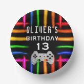 ビデオゲームコントローラのネオンゲーム誕生日パーティー ペーパーボウル (正面)