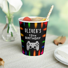 ビデオゲームコントローラのネオンゲーム誕生日パーティー 紙コップ