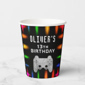 ビデオゲームコントローラのネオンゲーム誕生日パーティー 紙コップ (裏面)