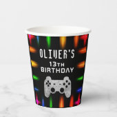 ビデオゲームコントローラのネオンゲーム誕生日パーティー 紙コップ (正面)