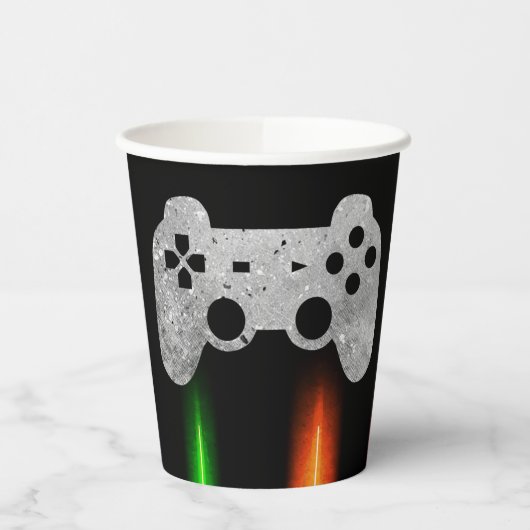 ビデオゲームコントローラのネオンゲーム誕生日パーティー 紙コップ (左)