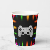 ビデオゲームコントローラのネオンゲーム誕生日パーティー 紙コップ (裏面)