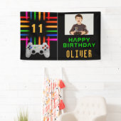 ビデオゲームコントローラのネオンゲーム誕生日写真 横断幕 (インサイチュ)