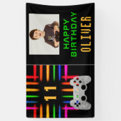 ビデオゲームコントローラのネオンゲーム誕生日写真 横断幕 (縦)