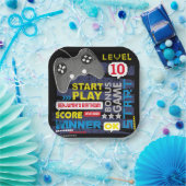 ビデオゲームコントローラのレベルアップゲーマー誕生日 ペーパープレート (パーティー)