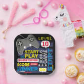 ビデオゲームコントローラのレベルアップゲーマー誕生日 ペーパープレート (パーティー)
