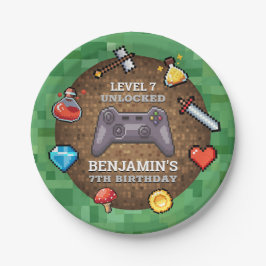 ビデオゲームコントローラのレベルアップ誕生日 ペーパープレート