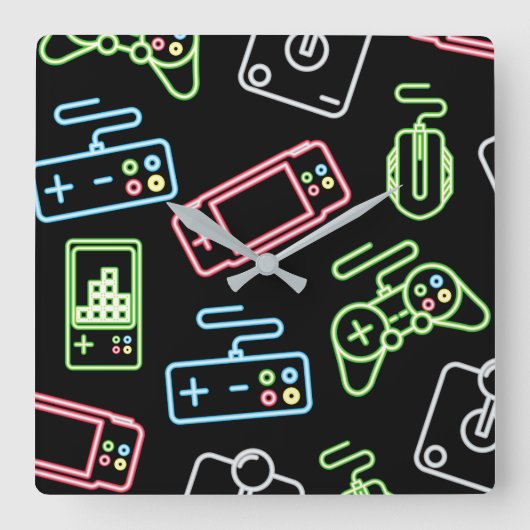 ビデオゲームコントローラの正方形の壁時計 スクエア壁時計 (正面)