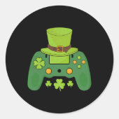 ビデオゲームコントローラアイリッシュゲーマーボーイズ幸せなSt Pa ラウンドシール (正面)