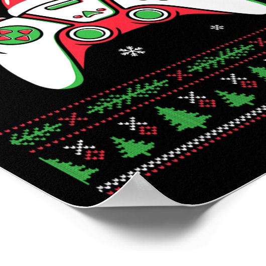ビデオゲームコントローラクリスマスサンタハットゲーマーボー ポスター (角)