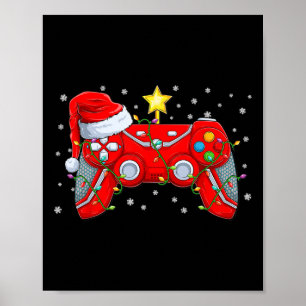ビデオゲームコントローラクリスマスサンタハットゲーマーボー ポスター