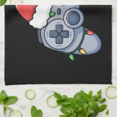 ビデオゲームコントローラクリスマスサンタハットゲーマー キッチンタオル (折り畳み)