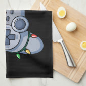 ビデオゲームコントローラクリスマスサンタハットゲーマー キッチンタオル (四つ折り)