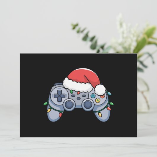 ビデオゲームコントローラクリスマスサンタハットゲーマー シーズンカード (スタンド正面)