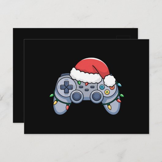 ビデオゲームコントローラクリスマスサンタハットゲーマー ポストカード (正面/裏面)
