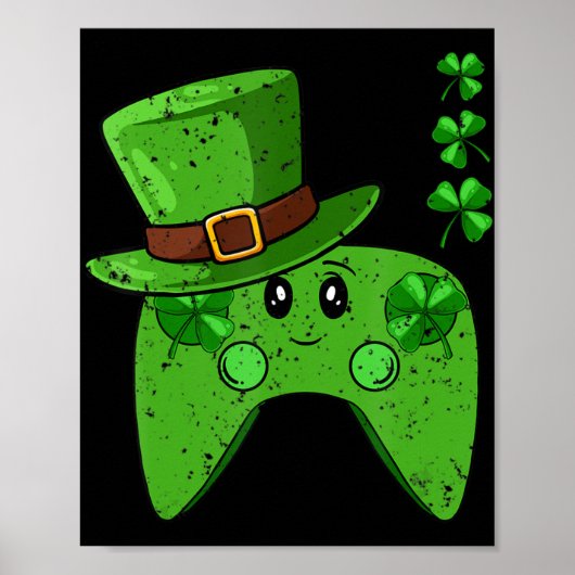ビデオゲームコントローラシャムロックSt patricks dayガム ポスター (正面)