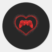 ビデオゲームコントローラハートバレンタインデーカッコいいガ ラウンドシール (正面)