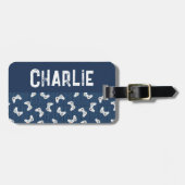 ビデオゲームコントローラモノグラム名ブルー ラゲッジタグ (正面横)