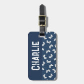 ビデオゲームコントローラモノグラム名ブルー ラゲッジタグ (正面縦)