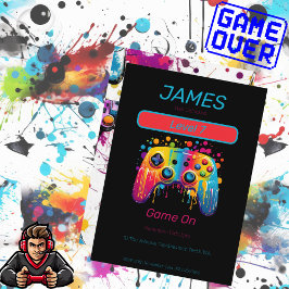 ビデオゲームコントローラレベル7誕生日 招待状