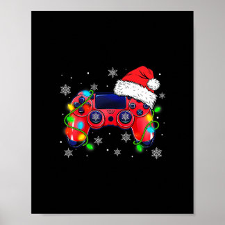 ビデオゲームコントローラーのクリスマスサンタハットゲーマー ポスター