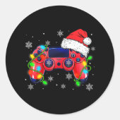 ビデオゲームコントローラーのクリスマスサンタハットゲーマー ラウンドシール (正面)